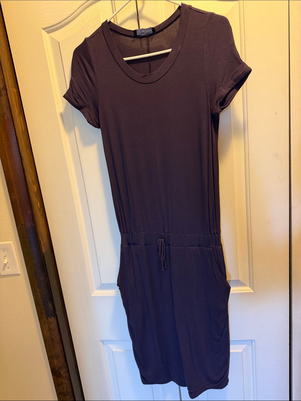 Brigitte Brianna Baseball Tee dress in dark plum